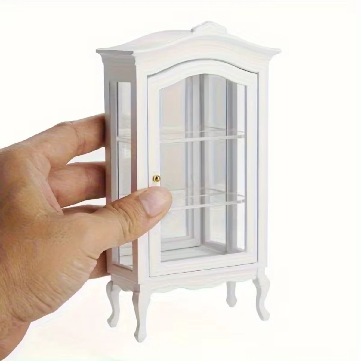Mini Display Cabinet Artificial Wooden Dollhouse Furniture With Mirror For DIY Dollhouse Decoration Photography Props Wedding Living Room Scene Decor Hobby Gift