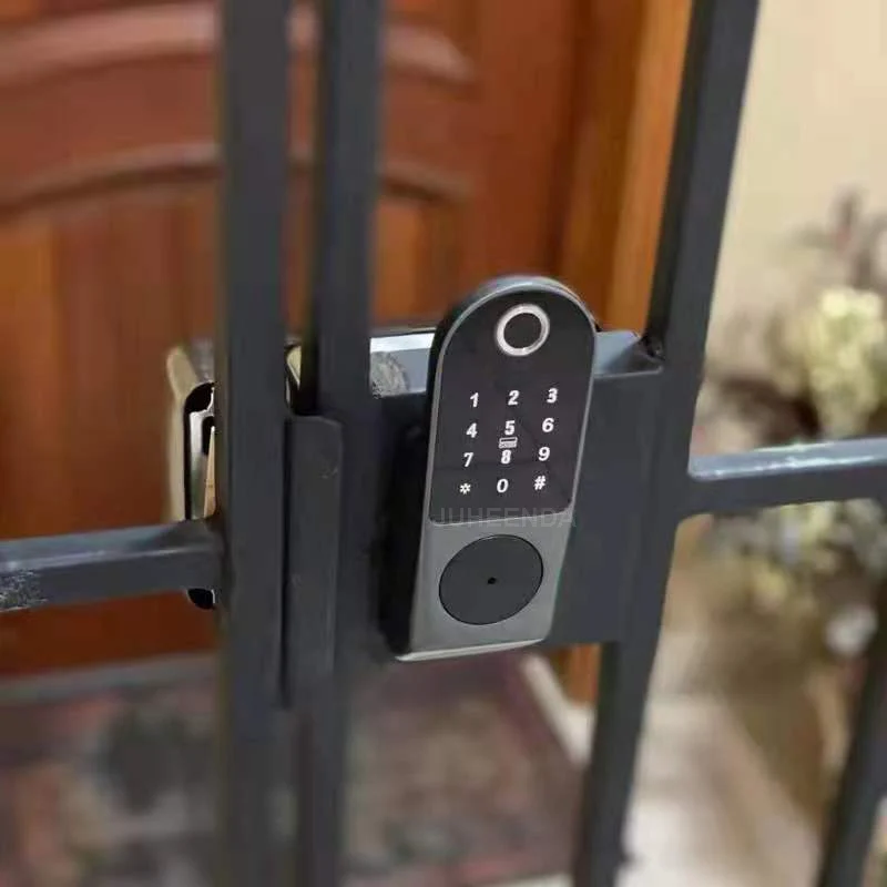 No Wiring Waterproof TTLock App Smart Lock Digital Passcode RFID Card Tuya Wifi Fingerprint Electronic Rim Lock For Gate Garden