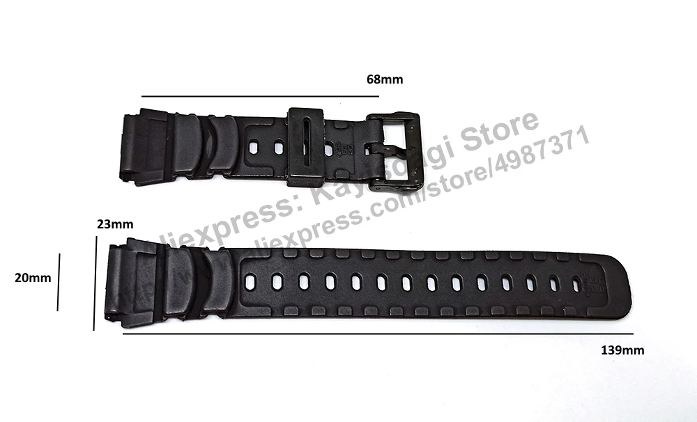 20mm Black Rubber Replacement Watch Band/Strap compatible Casio , Tag Heuer , Timex , Seiko 5 - Diver Style