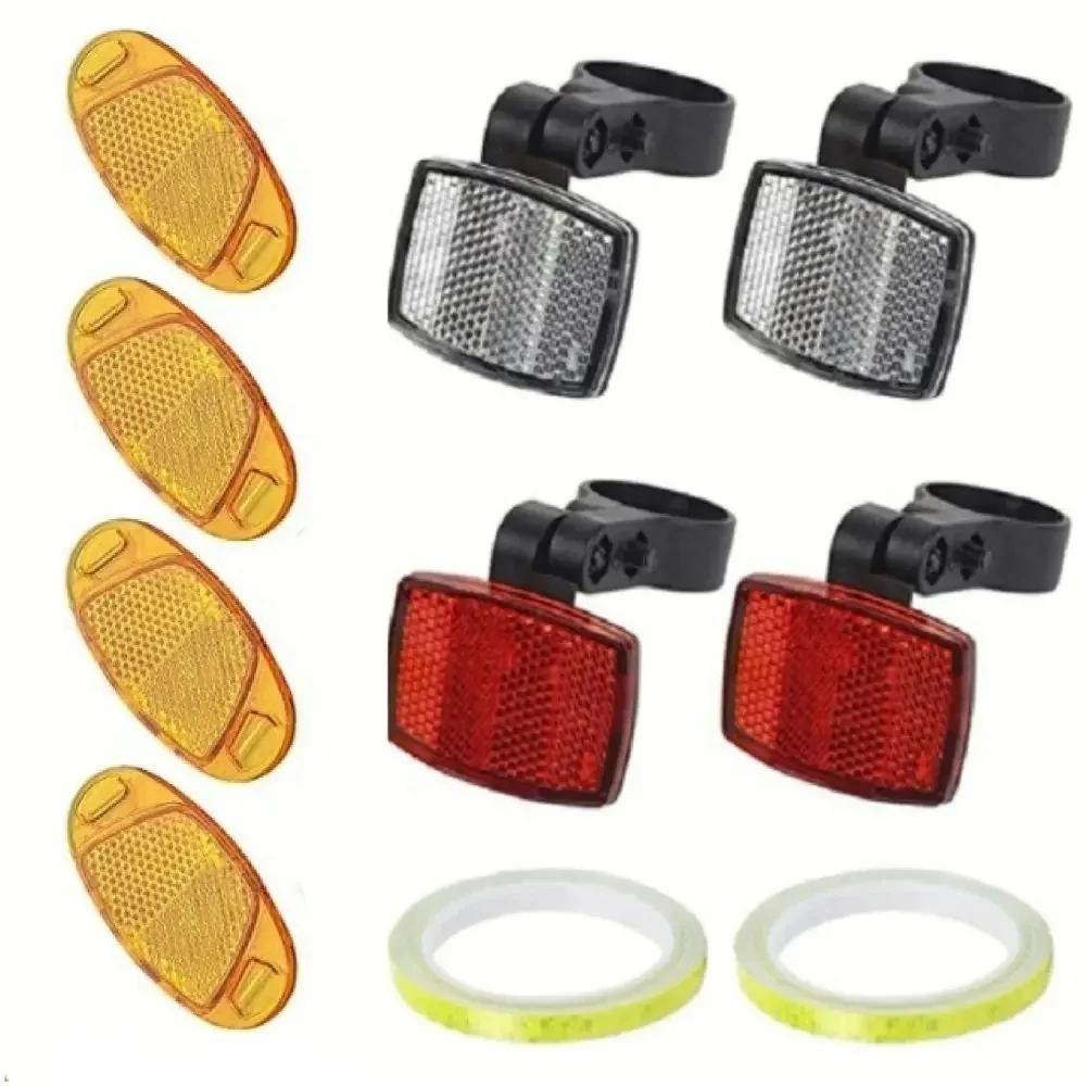 AliExpress 1pc/1Set Plastic Bike Reflector Taillights Front and Rear 10 Styles Bicycle Safety Night Cycling Safety Bicycle Accessories