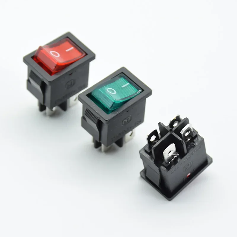 5PCS 21x15mm KCD1-104 Przełącznik kołyskowy z diodami LED łódź Czerwony 4 pin 2 zaciski Rozmiar otworu 13 * 19mm 6A 250V 125V — zdjęcie 2