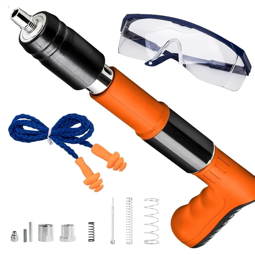 Pneumatisches Nietgerät-Set, Hochleistungs-Hydraulik-Nietgerät mit Schutzbrille, Ohrstöpseln, mehreren Nibben und Ersatzteilen, professionelles pneumatisches Nietwerkzeug für Blech-, Automobil- und