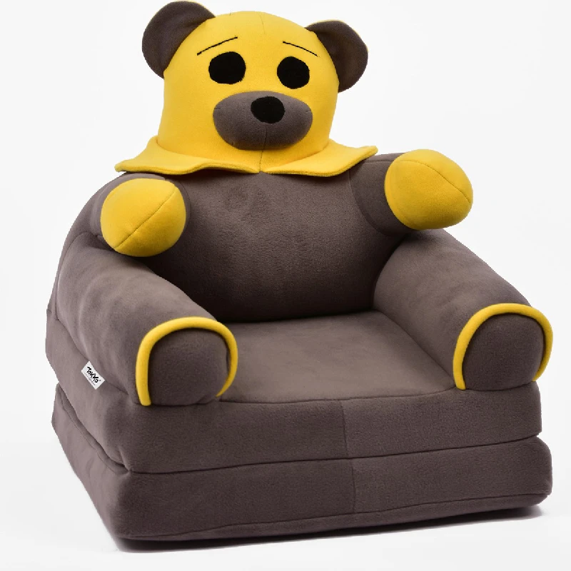 Asiento de oso de peluche de Panda para niños, esponja plegable portátil antibacteriana, TOKKO gris, amarillo, blanco y negro