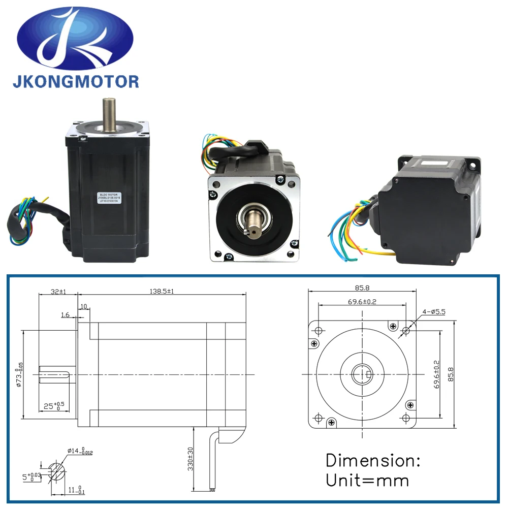 Imagem -03 - Jkongmotor 86 mm Jk86bls125-x015 sem Escova dc Motor para Venda 48v 660w Bldc Salão Sensor Motor Elétrico 2.1n. m Bldc Motor Conjunto