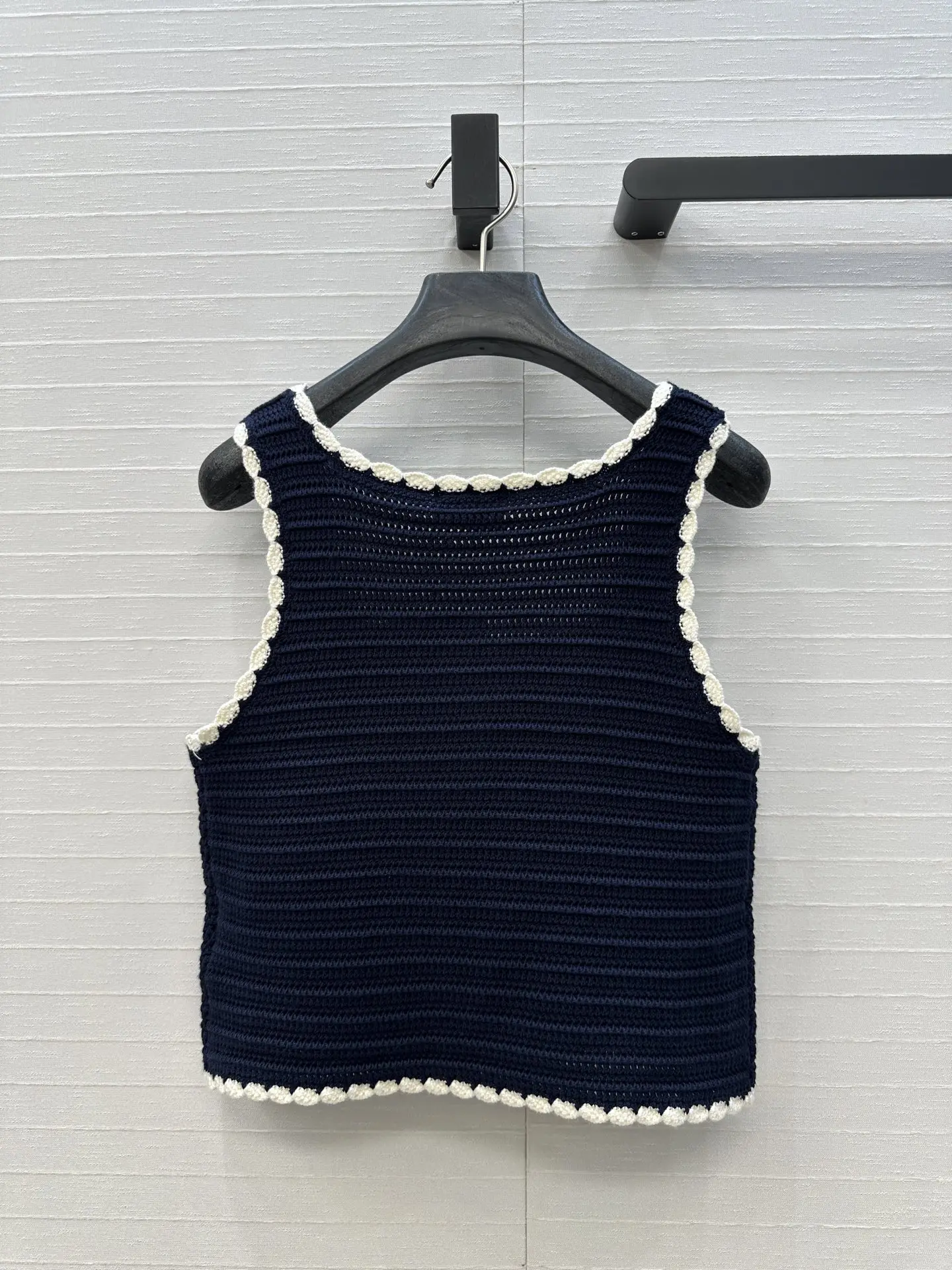 

2025 Spring/Summer New! Women's Blue Crochet Vest & Lace-Trim Knit Crop Top Set, Boho Sexy
