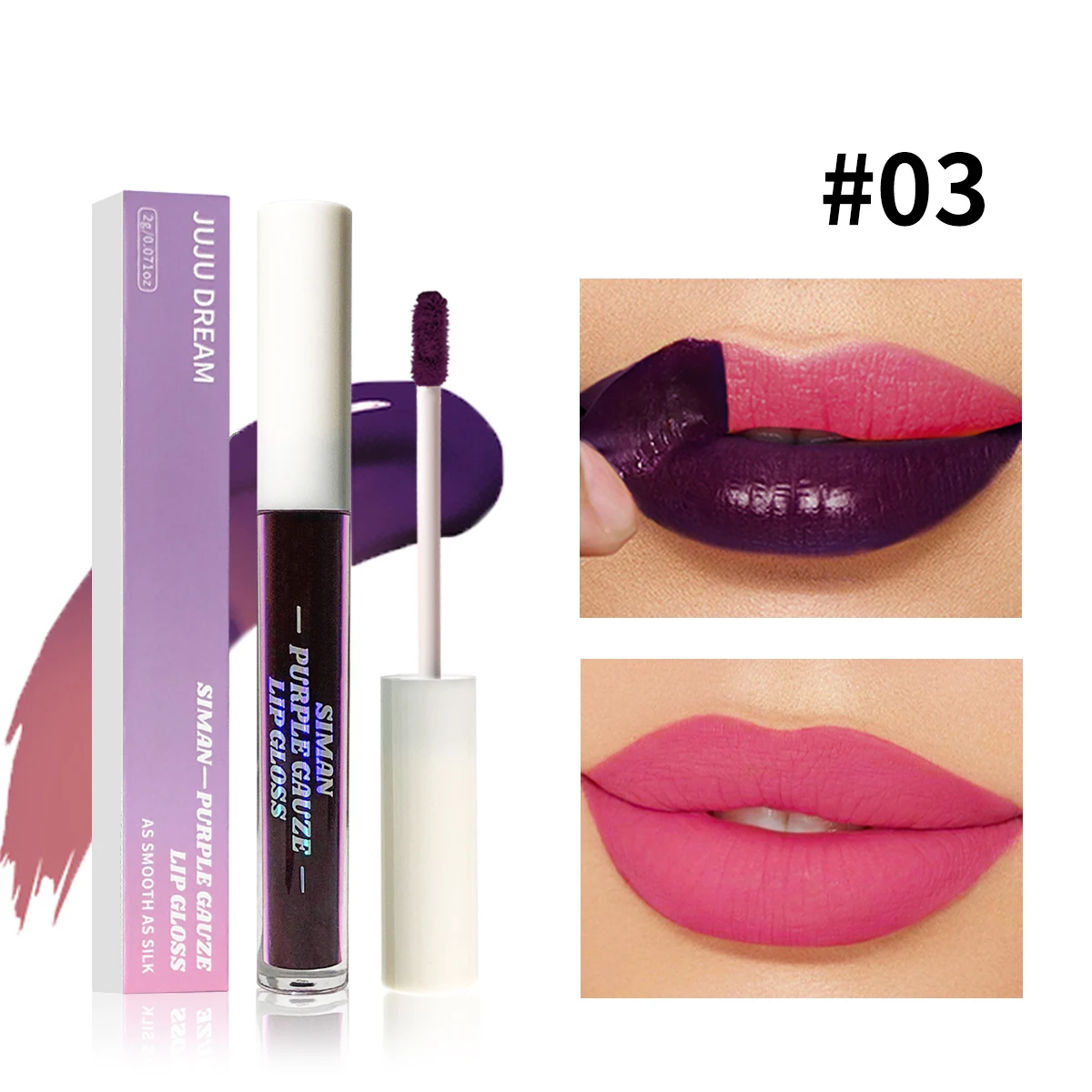 3 Matte Lip Glaze Matte Tear Lip Gloss Non-Stick Non-Fading Long-Lasting Waterproof High Color Moisturizing Easy Apply Remove