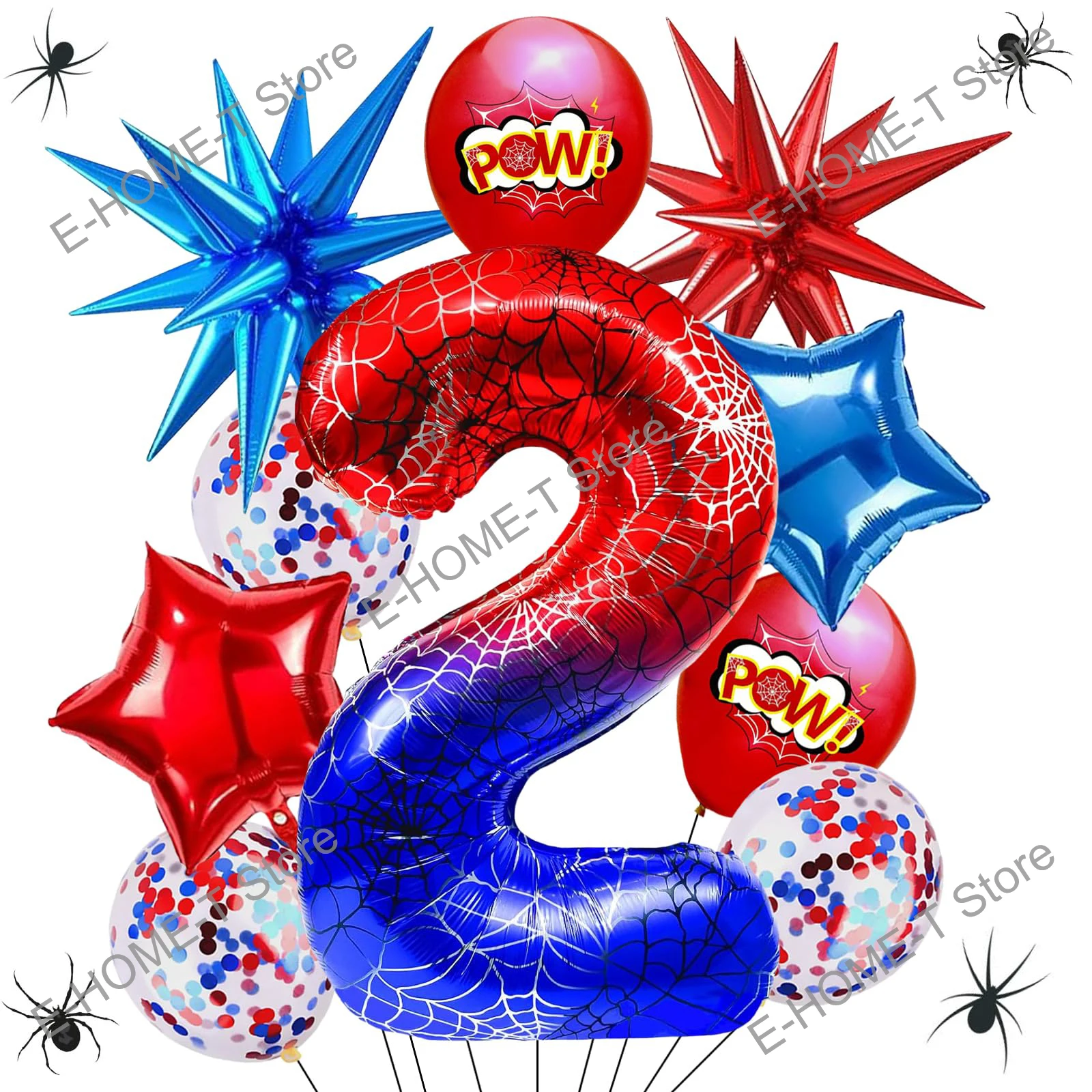 40-Zoll-Spinnen-Themenummer 0-9 Folienballon, großes Mylar für Kinder, Jungen, Filmliebhaber, Geburtstagsfeier, Jahrestag, Dekorationszubehör