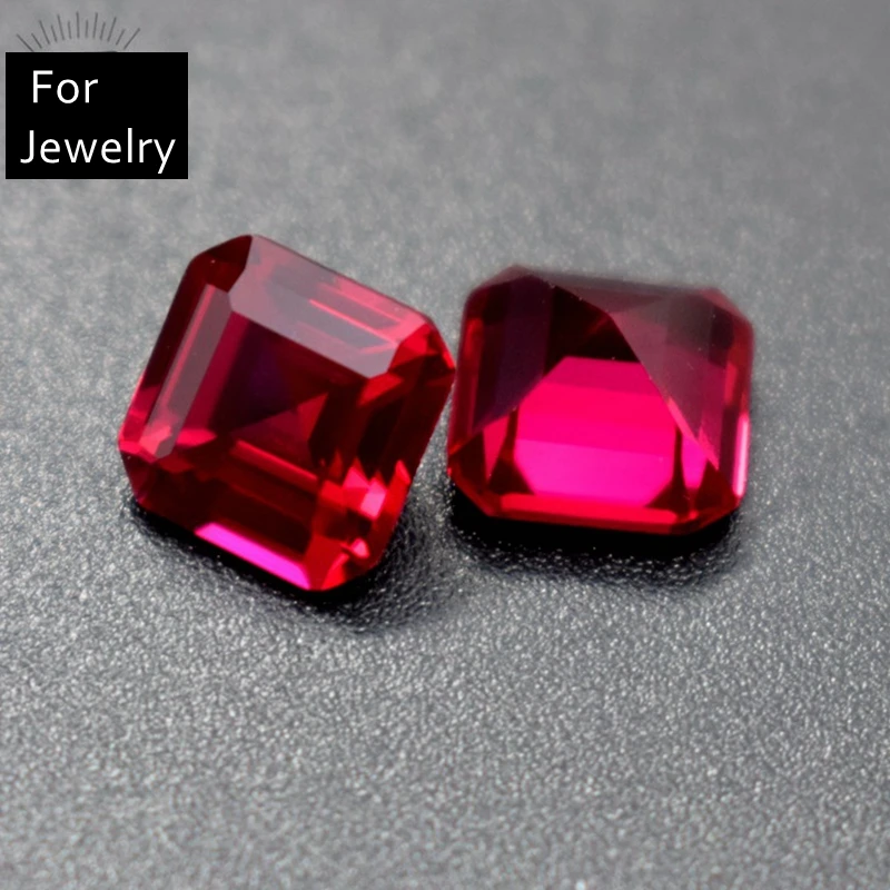 Natural Square Ruby Bevel Cut 10×10mm VVS Loose Gemstone for Jewelry Rings Pendant Setting and Collection Gem