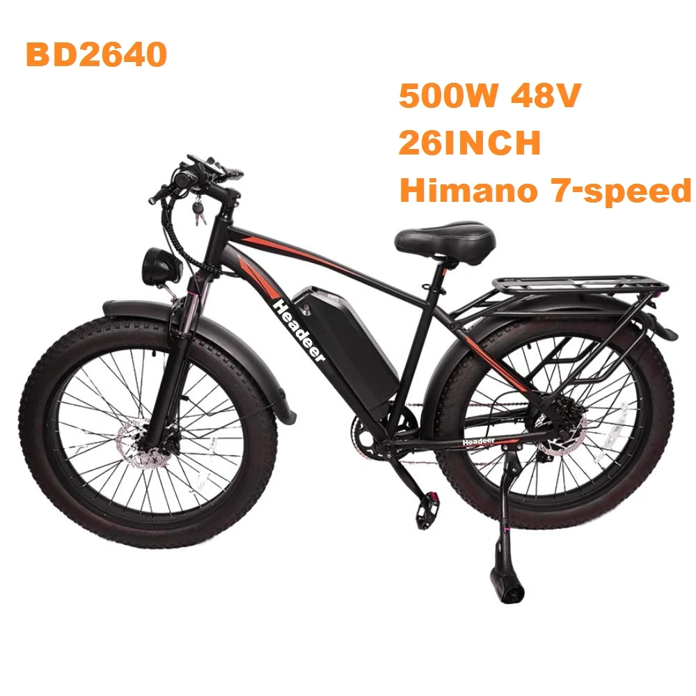 BD2640 elektrische fiets voor woon-werkverkeer, 48V 250W, 21.6Ah accu met hoge capaciteit, 7 versnellingen, intelligent kleurendisplay, elektrische mountainbike