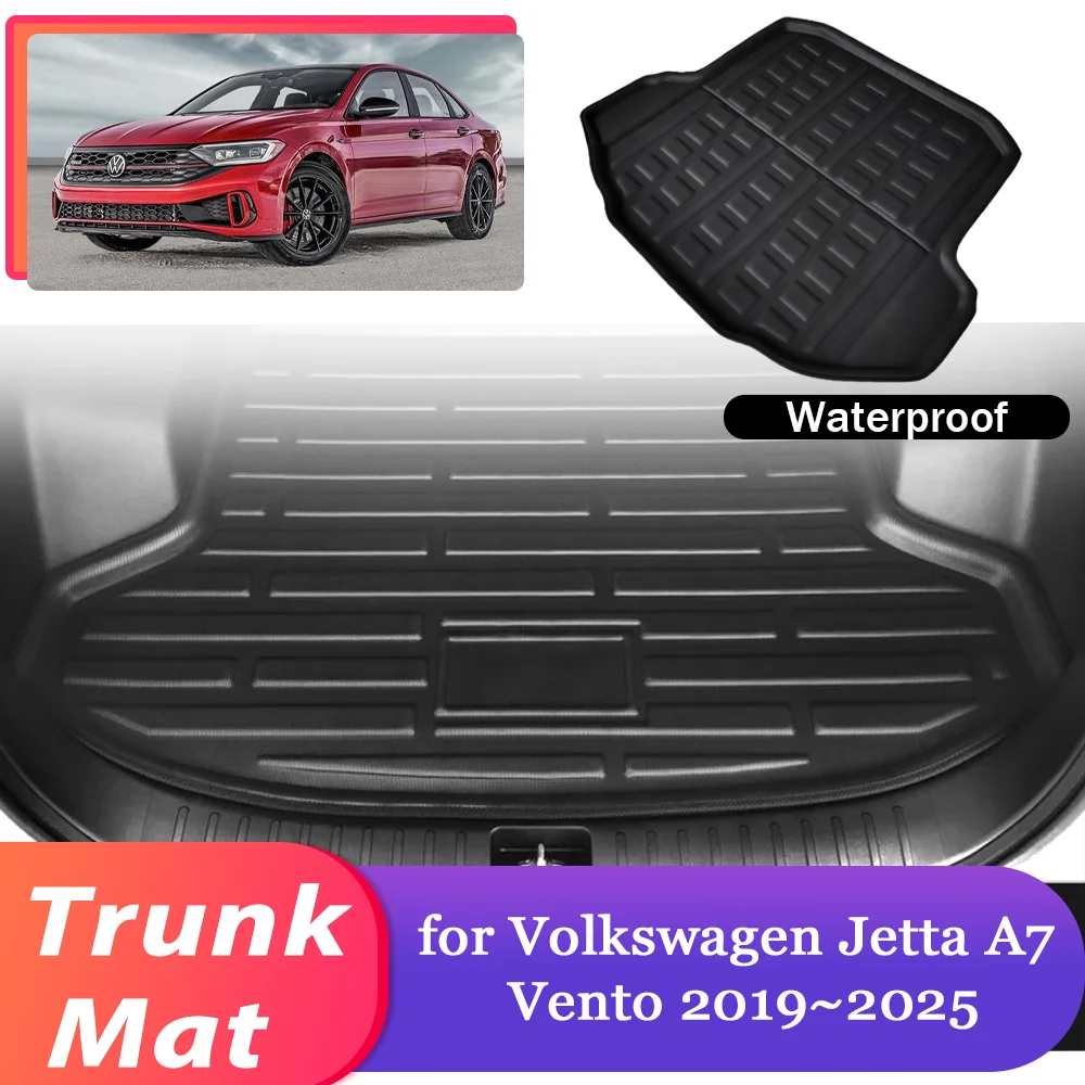 Estera de maletero de coche para Volkswagen VW Jetta A7 Vento 2019 ~ 2025 2020, alfombra impermeable para equipaje, almohadilla de carga, cubierta de revestimiento, accesorios de alfombra