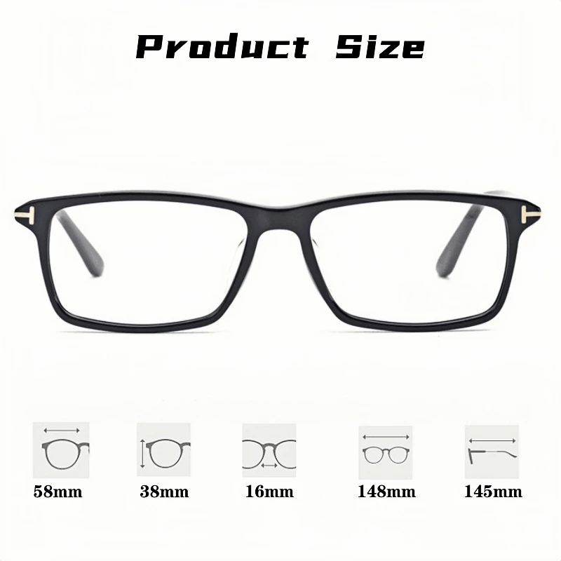 YIMARUILI New Luxury Acetate TOM Glasses Men's Fashion Square Simple Big Size Optical Prescription Eyeglasses Frame Women TF5408