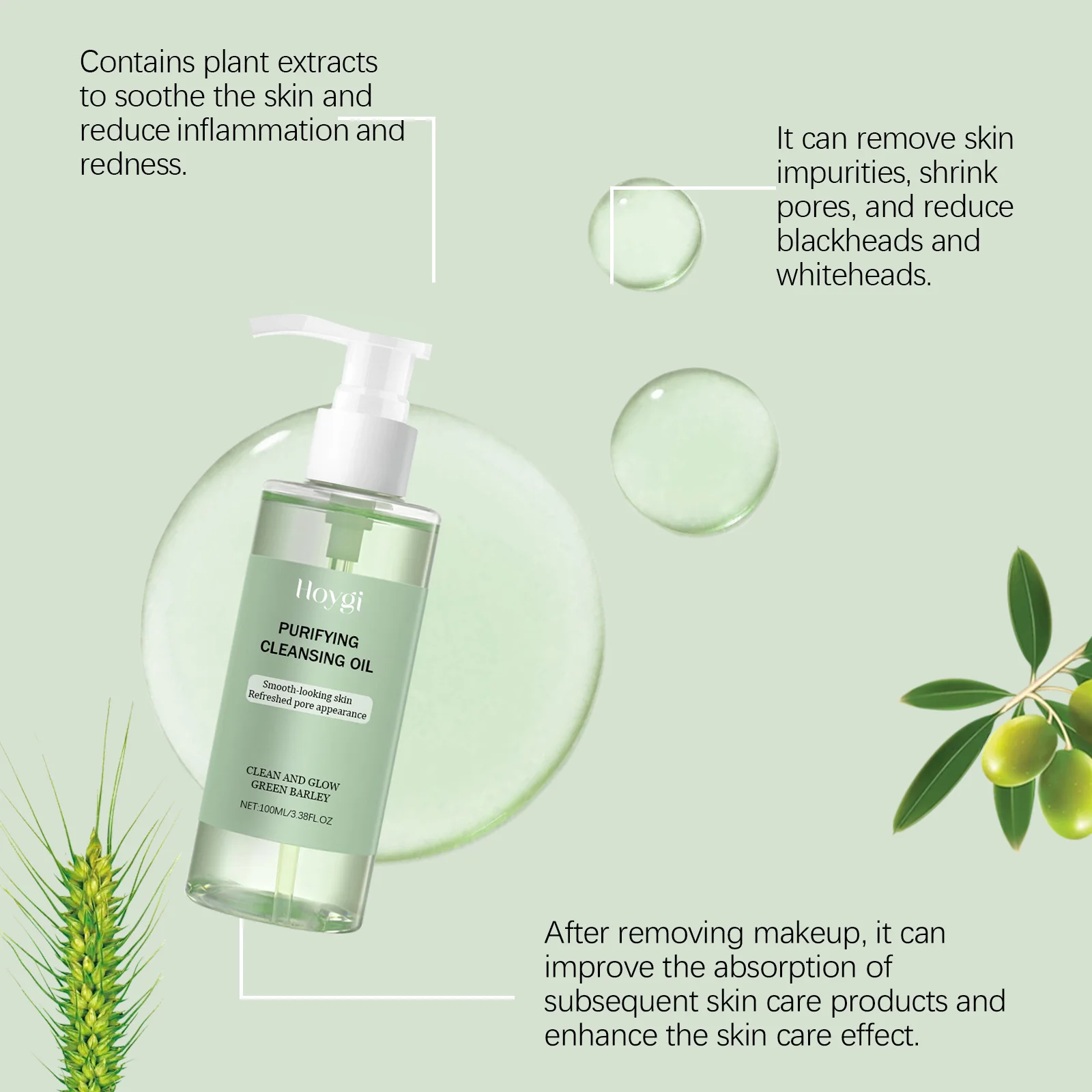 Hoygi Purifying Makeup Remove Oil Gentle Cleaning Pore Dirts Prevent Dryness Non-greasy Delay Skin Aging Makeup Removal Oil