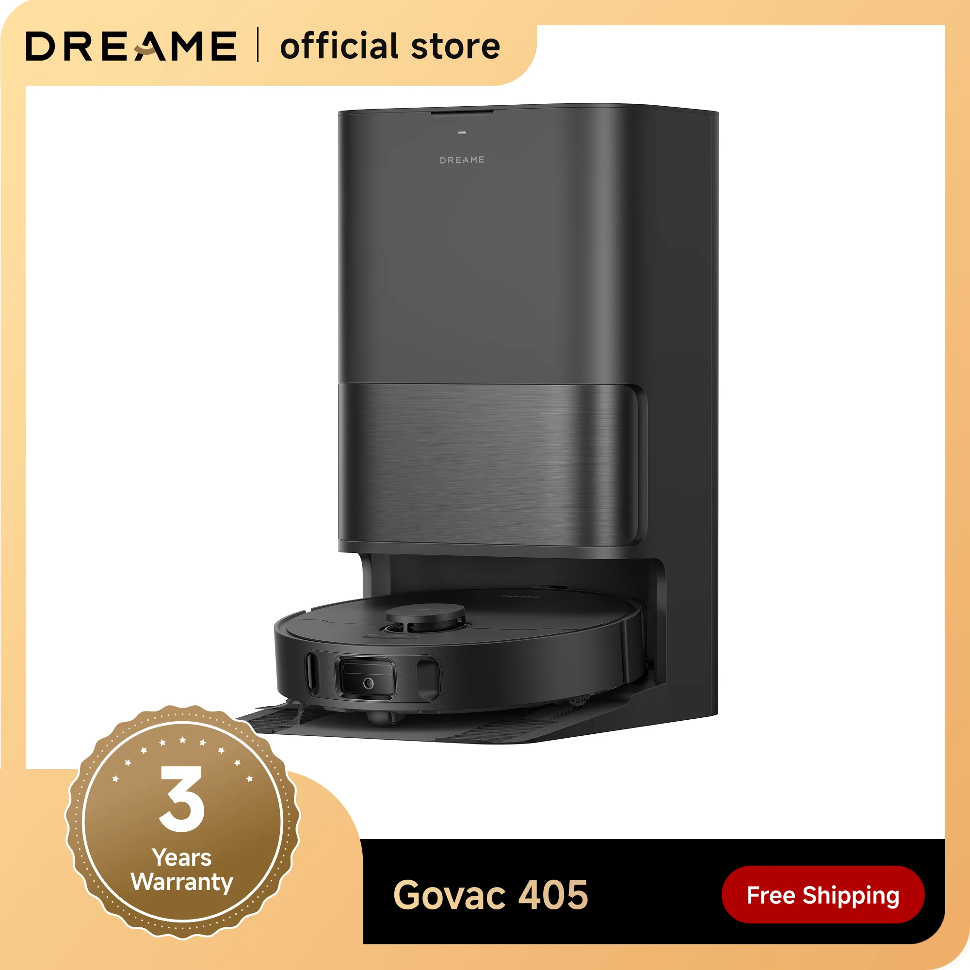 

Dreame Robot Vacuum and Mop, 25KPa, All-in-1 Base Station with 100 Days Auto-Empty, Extendable mop, Govac 405