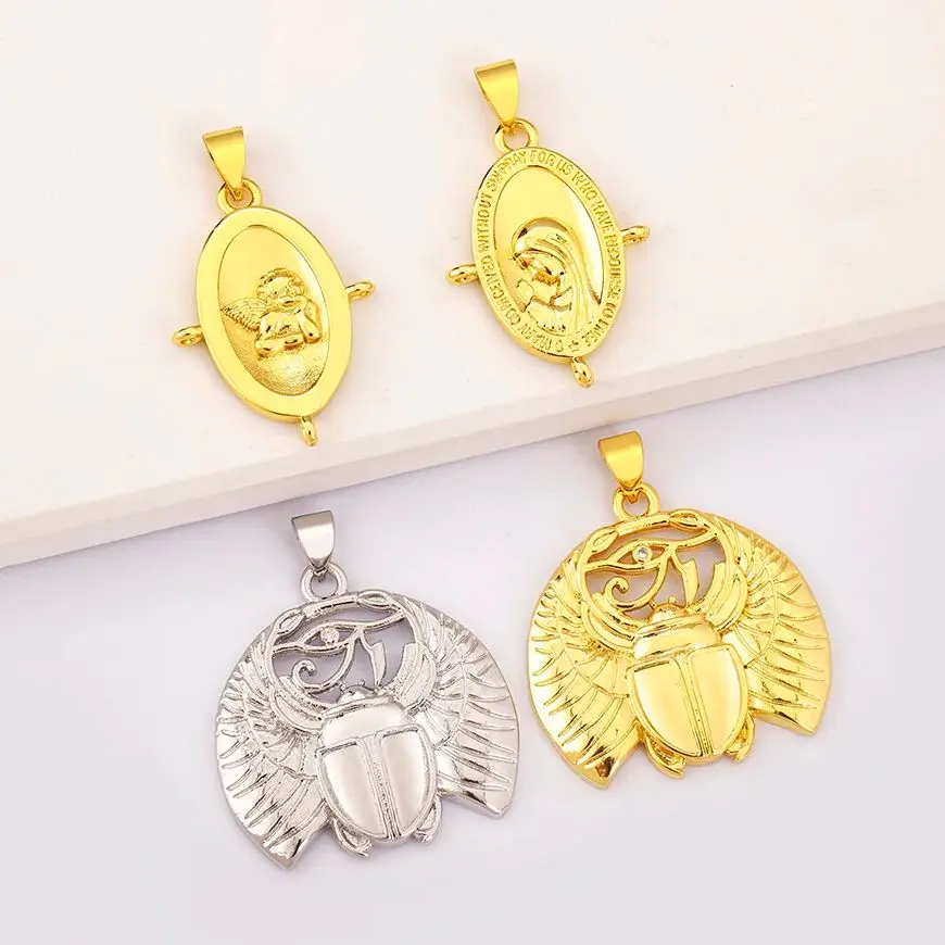 New Design Cherub Wings Pendant Diy Handmade Necklace God Gold Color Charm Copper Jewelry Making Findings Supplies Wholesale