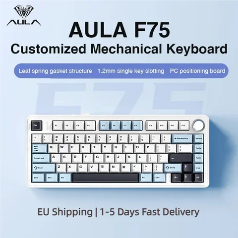 AULA F75 2.4G clavier mécanique de jeu sans fil/Bluetooth/filaire rvb personnalisé 75% disposition Structure de joint de profil OEM