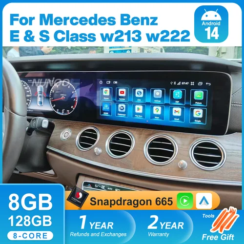 Nunoo 車マルチメディアプレーヤー液晶ダッシュボードデジタルスクリーンベンツ W213 W222 2014-2022 タッチナビゲーション CarPlay Android 14