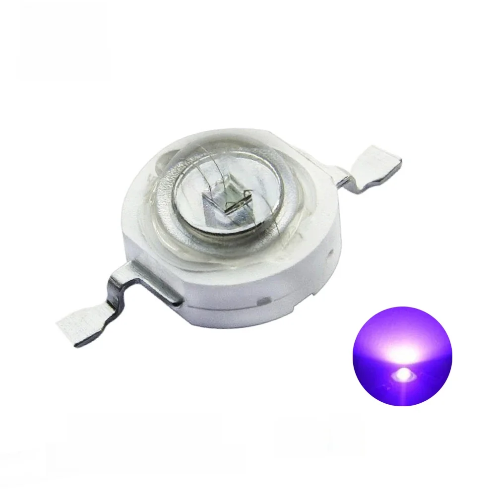 10szt-100szt 3W UV High Power LED Light Beads Ultra Violet Purple LED Chip 360nm 365nm 370nm 380nm 390nm 395nm 400nm 405nm 430nm — zdjęcie 2