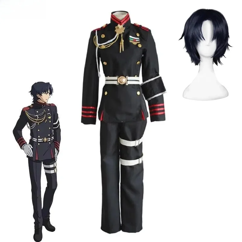Ichinose Guren Cosplay Seraph van het einde Cosplay Kostuum Pruik Anime Owari geen Seraph Militaire Uniformen Mannen Zwart Pak Outfits