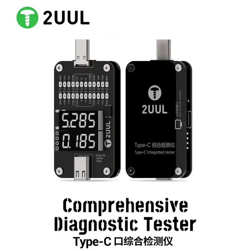 Тестер порта 2UUL PW32 Type-C — обнаружение зарядки в реальном времени и быстрое местоположение неисправностей для обслуживания мобильных телефонов и планшетов
