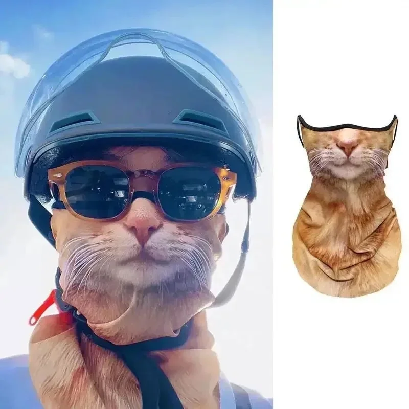 AliExpress Cycling Sunscreen Mask Orange Cat Summer Funny Veil Animal Face Towel Cat Ear Hanging Integrated Protective Mask Neck Protection