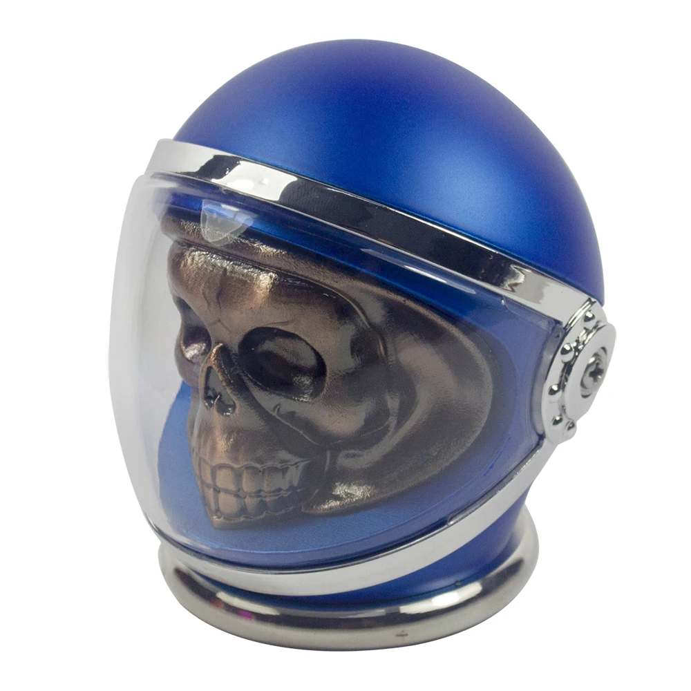 

2.3" 4 PC 3D Metal Skull in Helmet Tobacco Herb Spice Grinder Smoke Crusher Blue Color Good Idea for Halloween Christmas Gift