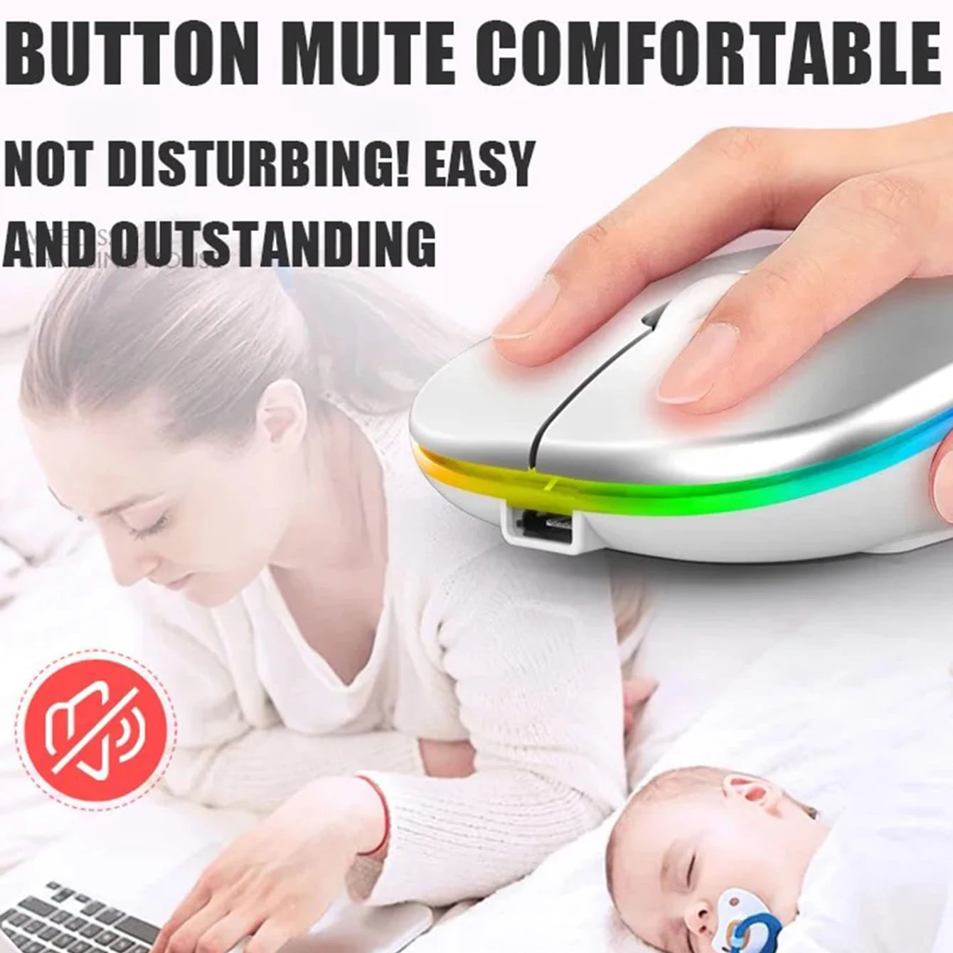 Recharge mouse wireless silent backlight LED photoelectric mouse USB mouse PC laptop