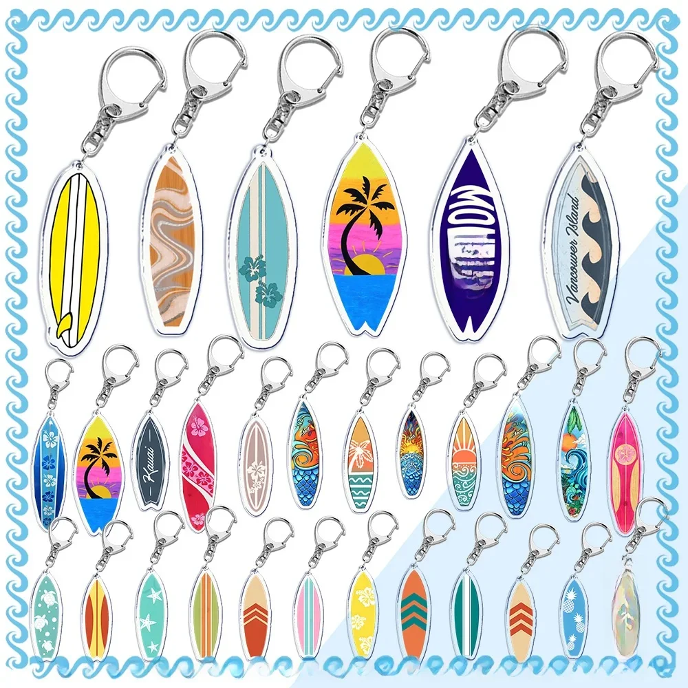 Porte-clés de planche de surf de plage, pour accessoires, sac, pendentif de vélo, bijoux pour Fans, cadeau créatif de voyage de plage Chaveiro