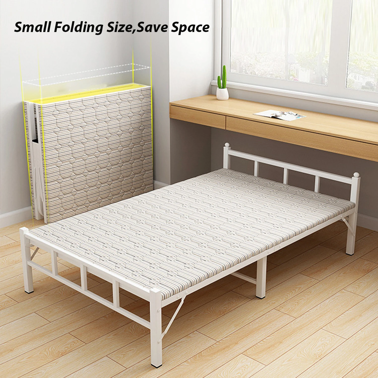 Folding Bed with Mattress, Portable Foldable Bed for Spare Bedroom, Office, Outdoor, No Assembly Required Bed 188 X 90 X 45cm