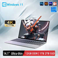 New Laptop Windows 11 Intel N4000 180° Folding Slim Laptop Gamer 12GB RAM 512GB 1TB SSD 1920*1080 Office Study Computer PC