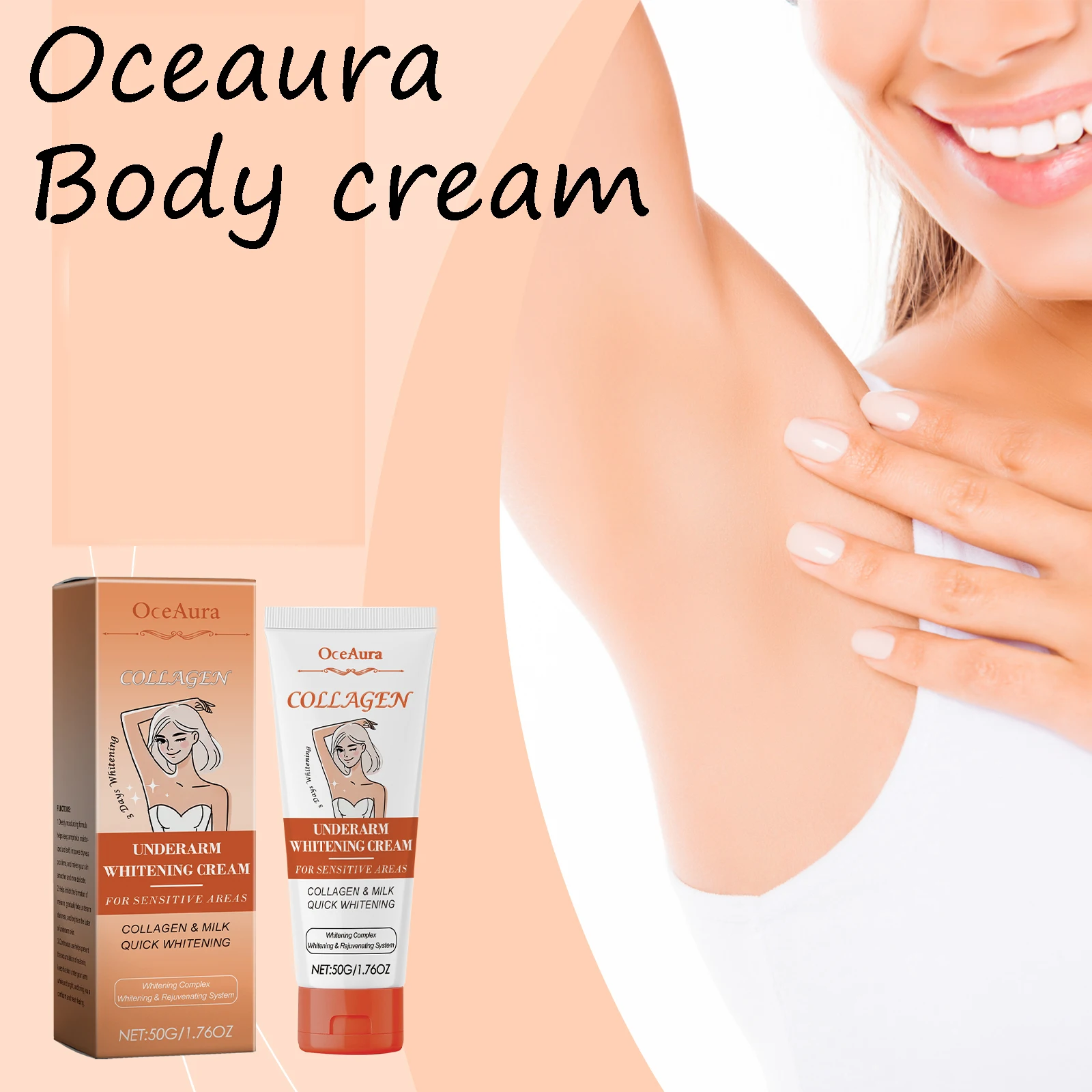 

Oceaura Collagen Body Cream for Underarm Joint Knee Brightening Skin Tone Lasting Hydrating Smoothing Reduce Dryness Body Lotion