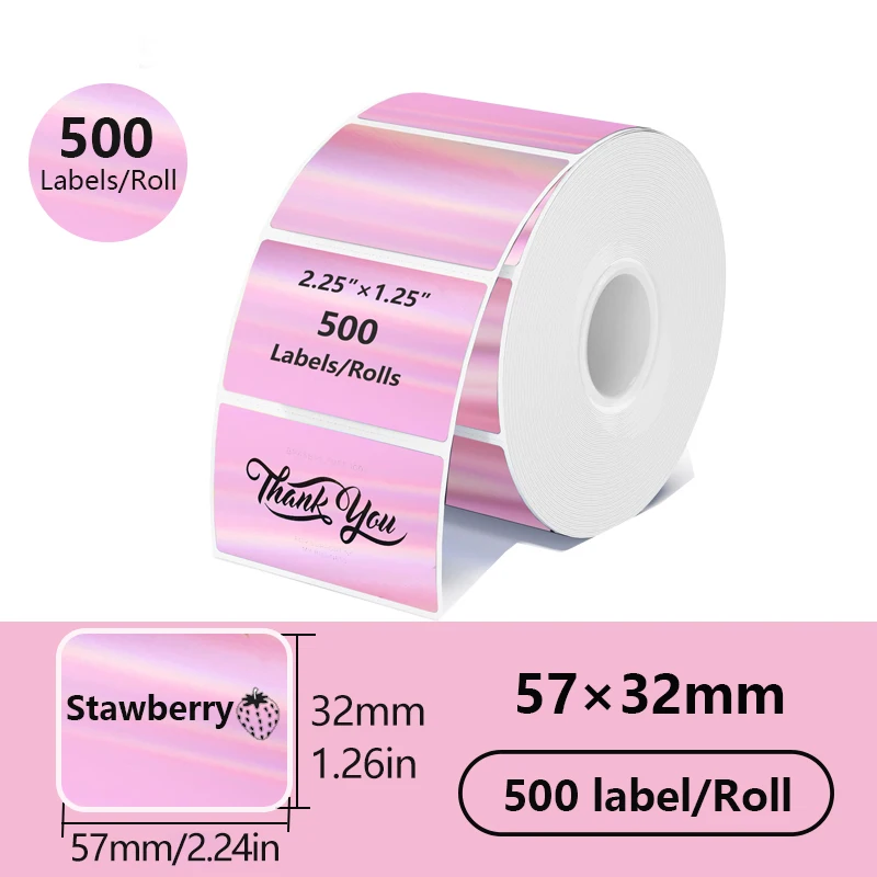 VOOR Phomemo 241BT 246S D520 50mm-150mm LABEL Holografisch Zilver Laser Goud Gradiënt Bedankt Kaart sticker voor LOGO Barcode Birthda