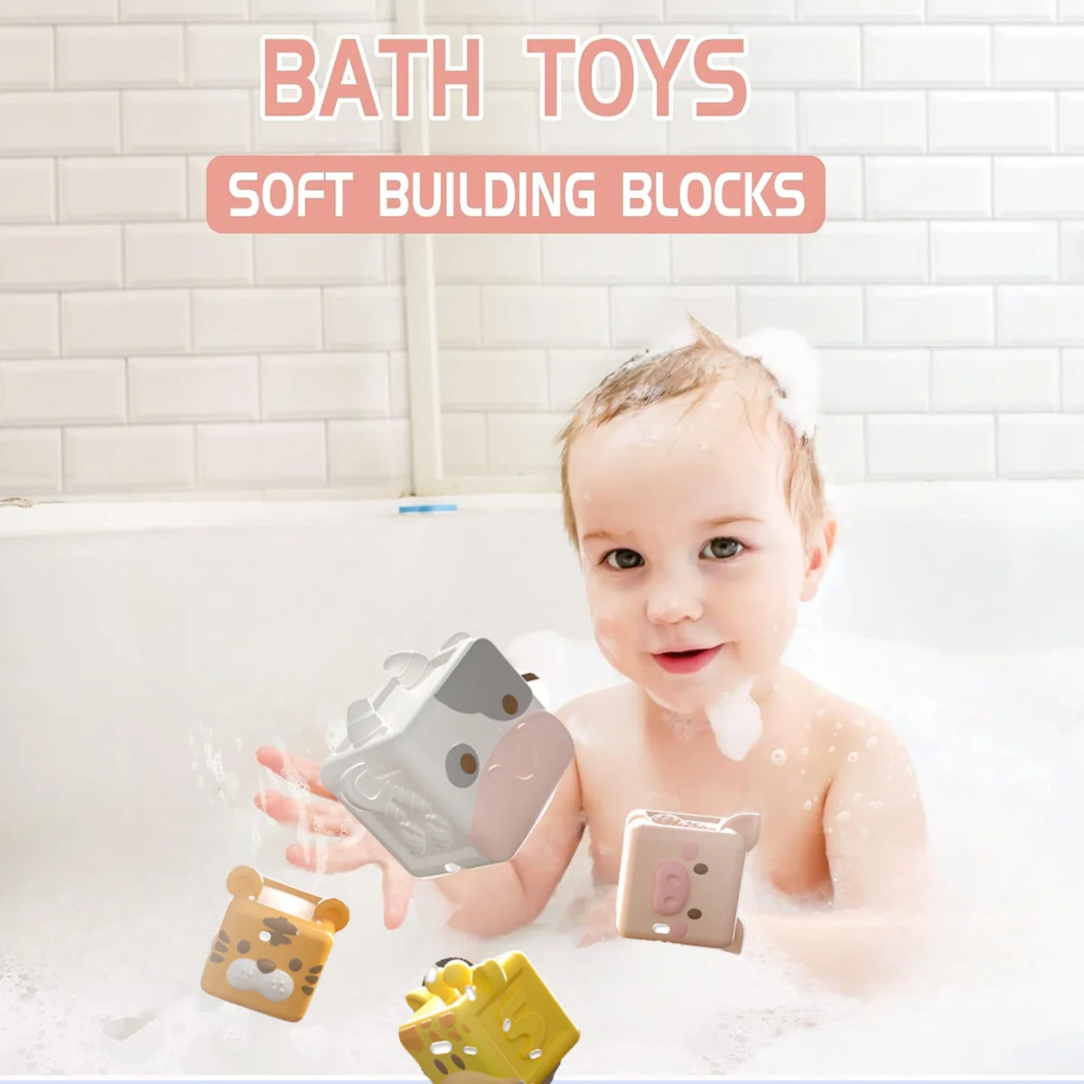 Babybadje Speelgoed Montessori Dier Cognitieve Drijvende Water Speelgoed Zacht Stapelen Bouwstenen Veilig Tandjes Knijp Zintuiglijke Speelgoed