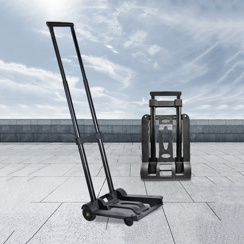 عربة محمولة قابلة للطي عربة يدوية صغيرة سلة تسوق بلاستيكية خفيفة الوزن