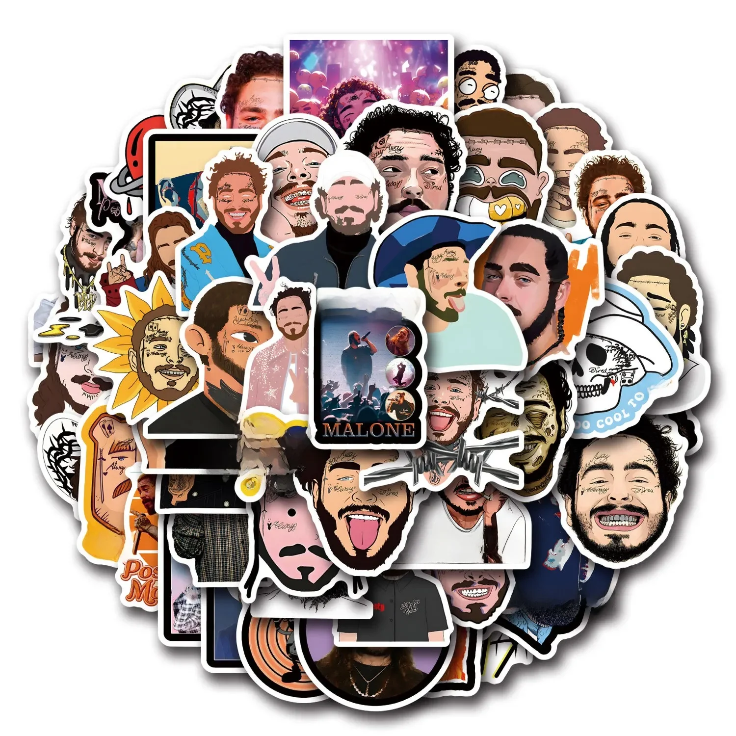 AliExpress GOGOTU 10/30/50PCS Post Malone Stickers Singer Cartoon Decals Scrapbook Luggage Laptop Guitar Car Bike Graffiti Sticker Toy Fans Gift