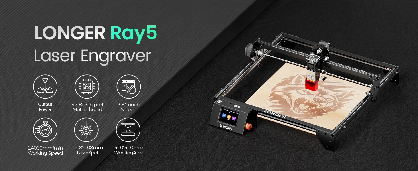 LONGER 20W 10W 5W Smart Laser Cutter & Engraver 400x400mm WiFi Touchscreen Laser Cutting Engraving Machine for Wood Acrylic Leather Metal DIY Workshop LightBurn LaserGRBL