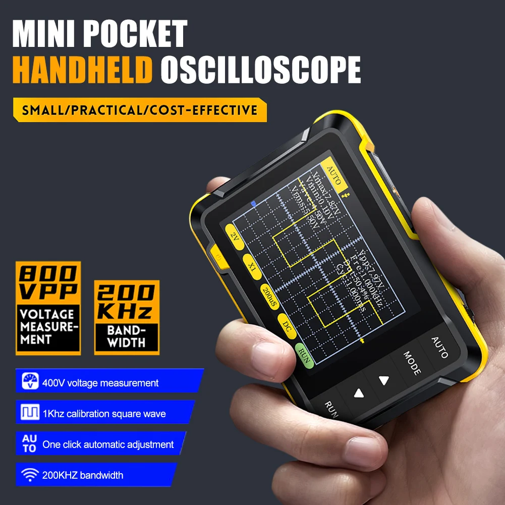 FNIRSI DSO152 Mini Handheld Digital Oscilloscope 2.5MSa/s 200KHz Analog Bandwidth 800VPP Support Firmware Upgrade PWM Output