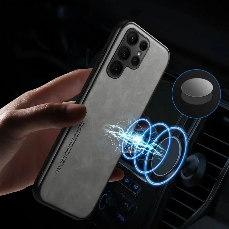 Étui en cuir magnétique de luxe pour Samsung Galaxy S26 Ultra S25 S24 S23 S22 S21 S20 Note 8 10 20 Plus, aimant de voiture, coque intégrale