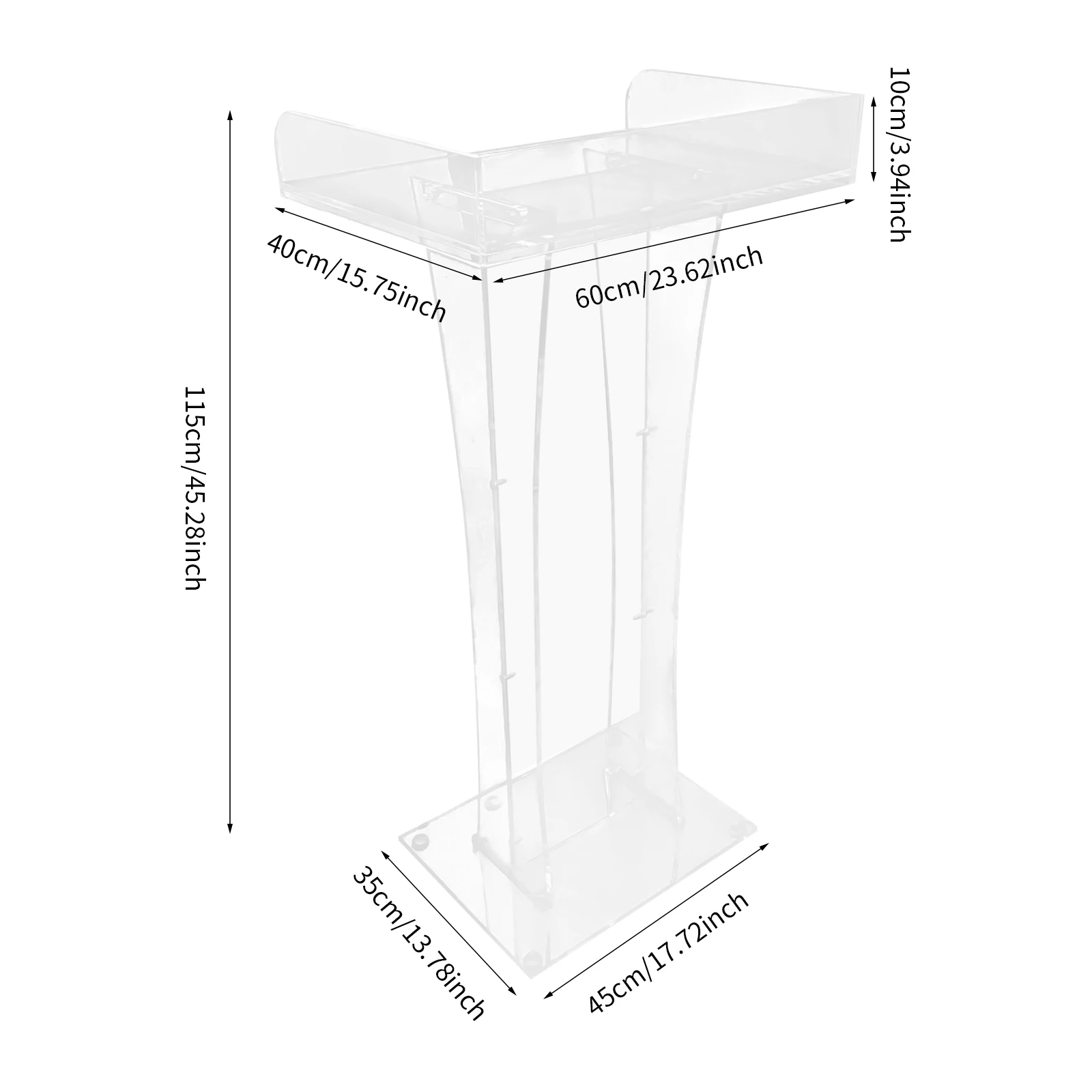 Acrylic Podium Stand, Clear Acrylic Podium, Stand Up Podium Stand Four Round Acrylic Feet for Conference Rooms, Meeting Halls