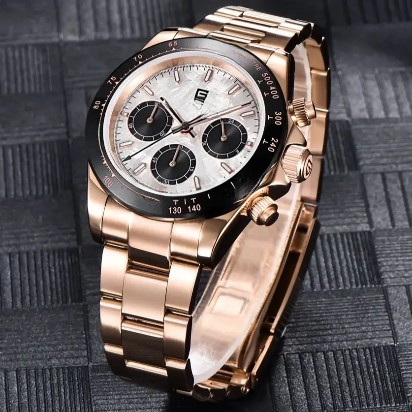 PAGANI DESIGN 2026 Neue Herrenuhren Luxus Roségold Quarzuhr für Männer 100M Wasserdichte Sport-Chronograph Armbanduhr