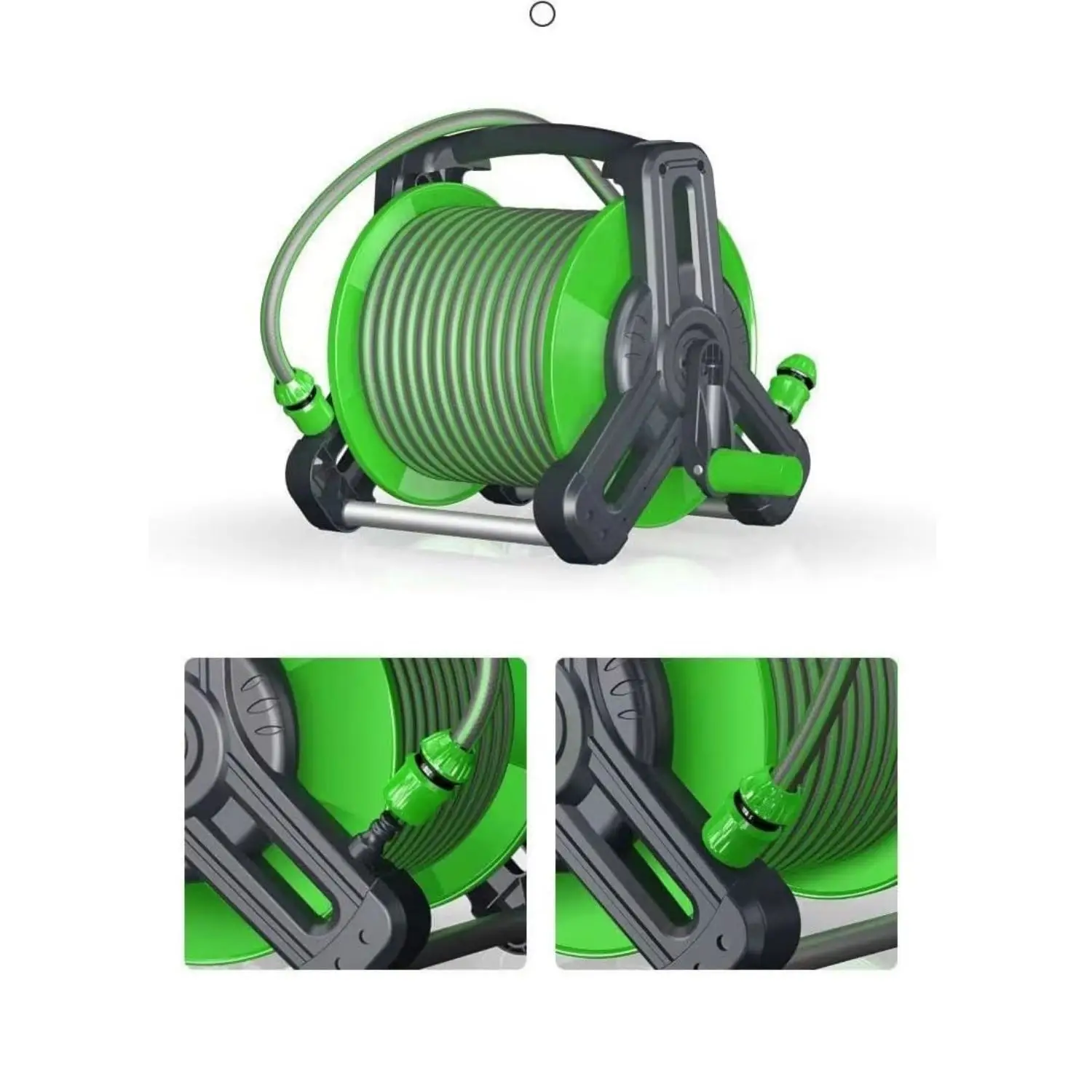 Multifunction Hose Reel, Includes wall bracket,22.5m hose diameter,2.5m water inlet pipe,Universal faucet connector,Green