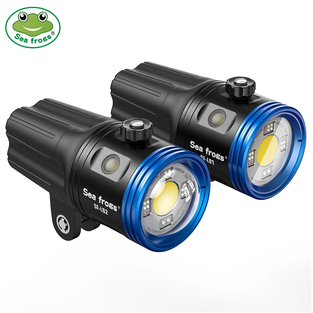 Seafrogs 5000LM Flash Light For Camera 4 Modes 9 Colors For Photography Lighting With LED Display Waterproof Underwater Light