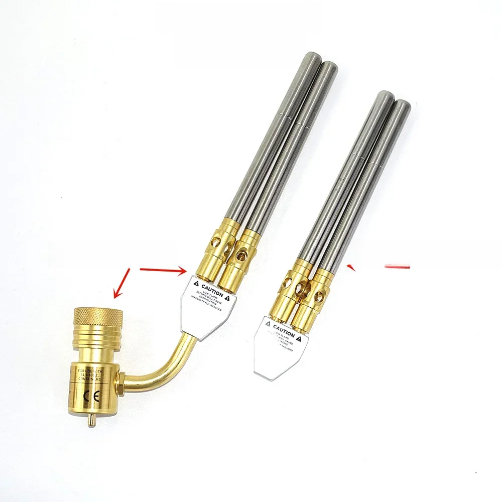 2 dysze Palnik MAPP Pistolet do spawania gazowego Pistolet do lutowania płomieniowego CGA600 Palnik przyłączeniowy Podgrzewacz Palnik do spawania BBQ HVAC Hydraulika B — zdjęcie 2