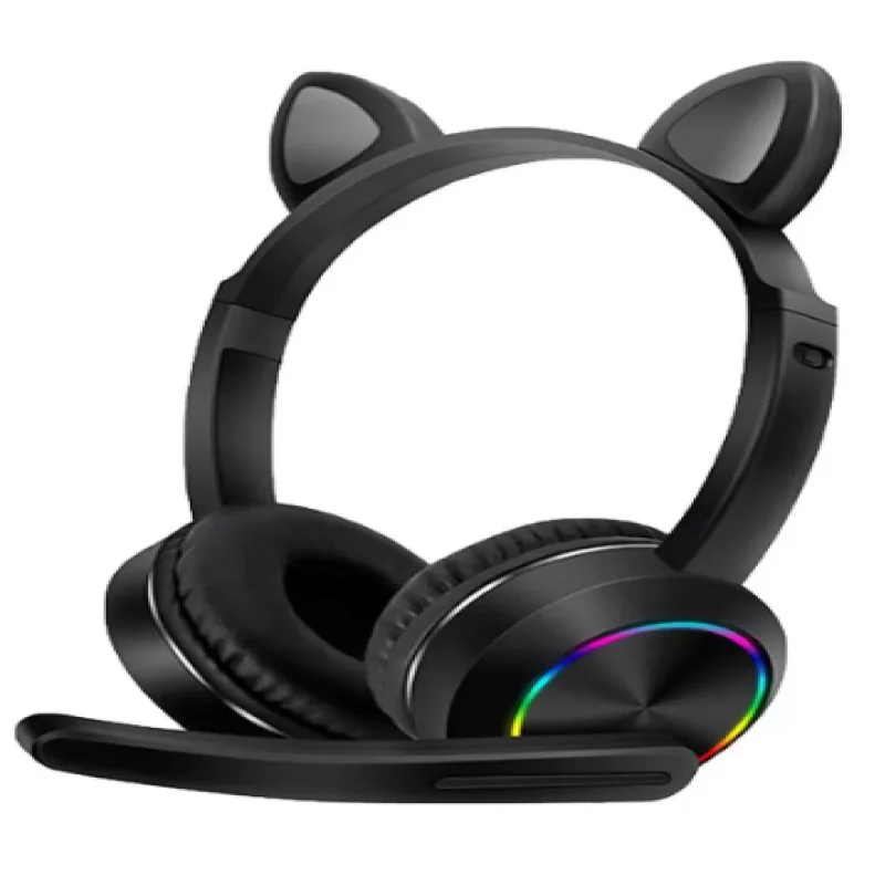 Headset Fone De Ouvido Gatinho Gamer Com Fio Usb Com Luz Led