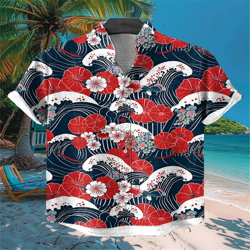 New Fashion Graffiti Gradient Retro Tattoo Hawaiian Shirt, 3D Print Summer Men's Beach Casual Fun Short-Sleeve Shirt