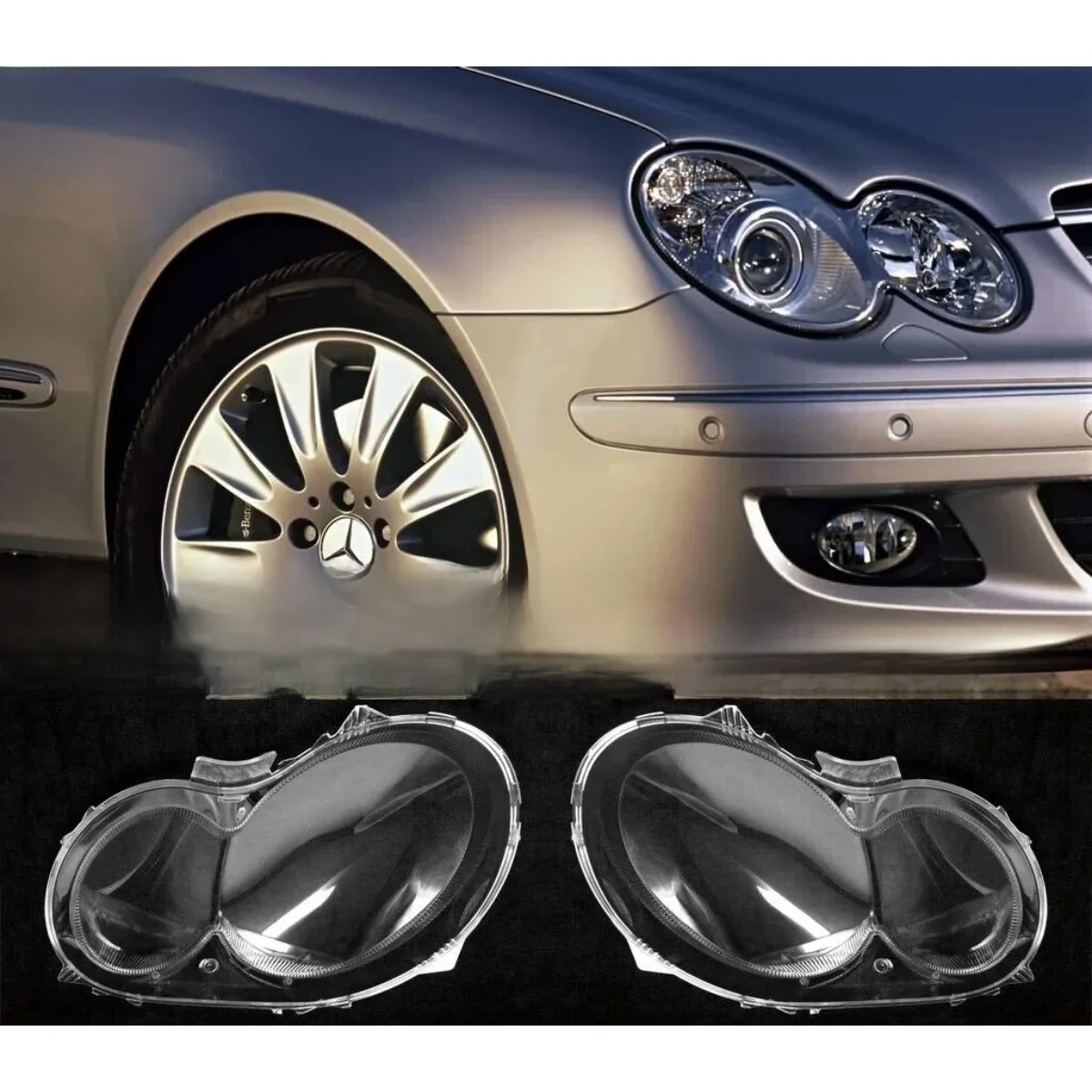 Paar Koplamp Cover Shell Auto Koplamp Lenskap Voor Mercedes-Benz W209 Clk 2-Deurs 2003-2009 Koplamp Kap Glazen Kap - afbeelding 2