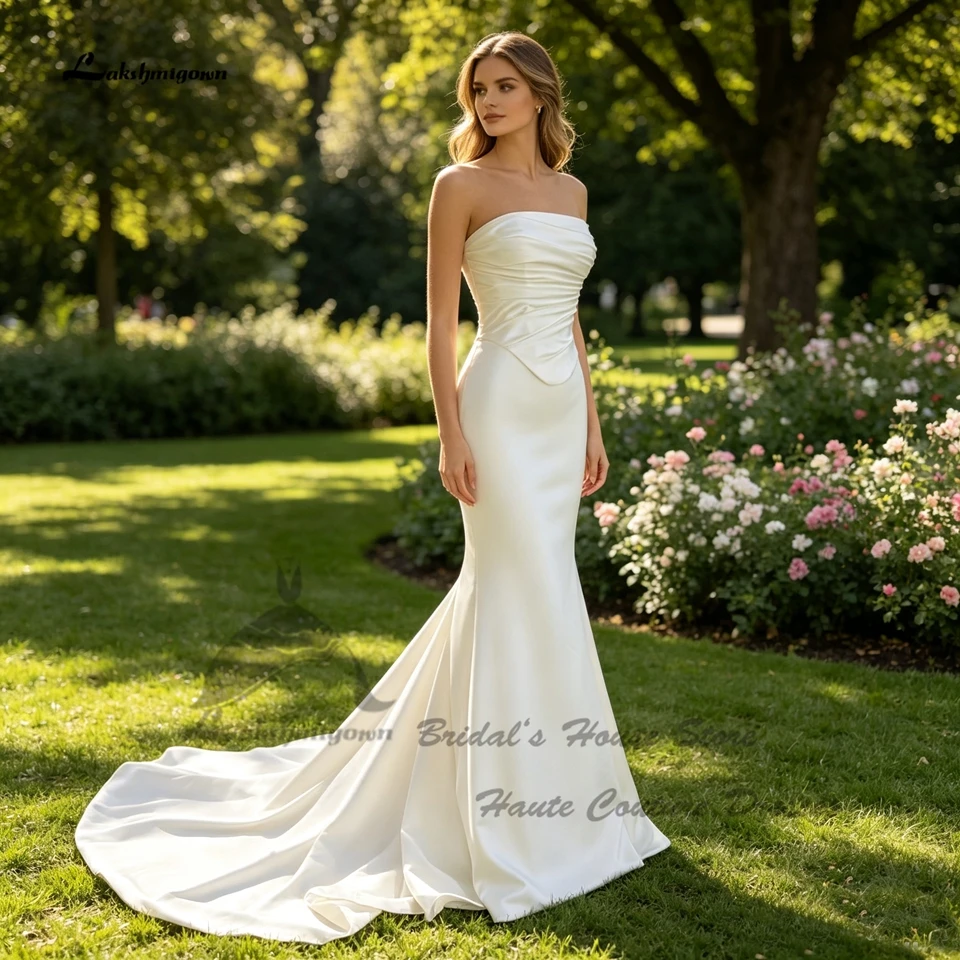 Lakshmigown Elegantes Meerjungfrauen-Brautkleid 2-teilig 2026 Klassische Strand-Brautkleider Gerafft Trägerlos Maßgeschneidert – Detail 4