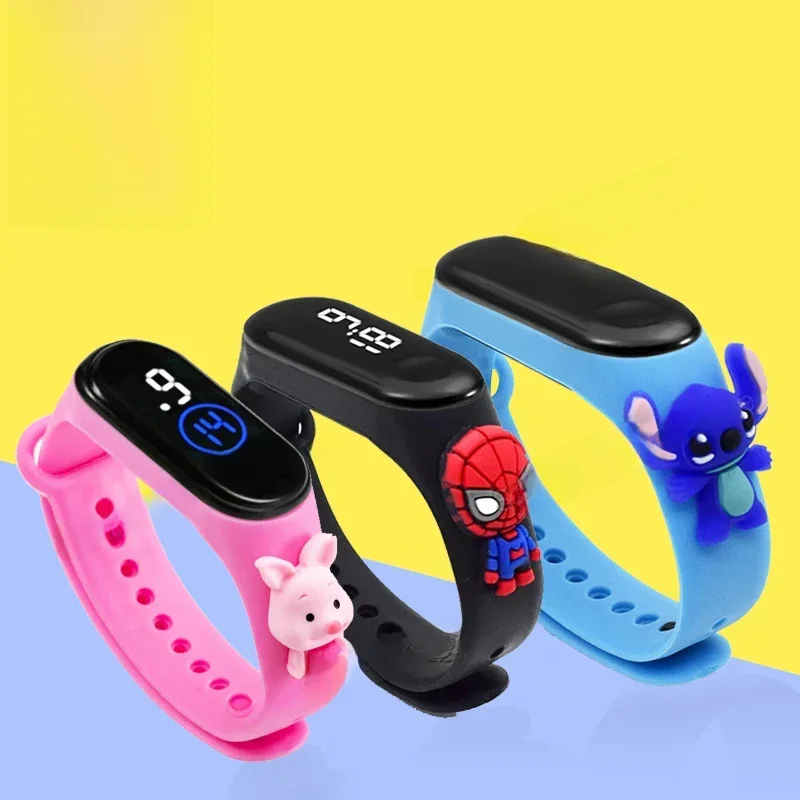 Disney Stitch führte wasserdichte Kinder Digitaluhr Spiderman Hulk Kinder Uhr Sport Touch