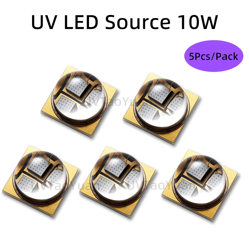 

UVTaoYuan 5 шт. SMD6868 УФ-светодиодный источник 10 Вт, 4-чиповый мощный промышленный светодиодный чип для отверждения смол, красок и чернил