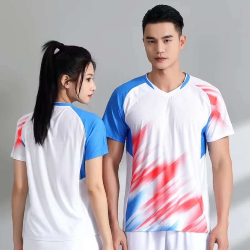 Kobiety mężczyźni tenis stołowy Uniform t-Shirt do badmintona szybkoschnący nadruk Ping Pong koszula 2023 nowa w letnie koszulka siatkarska tkaniny