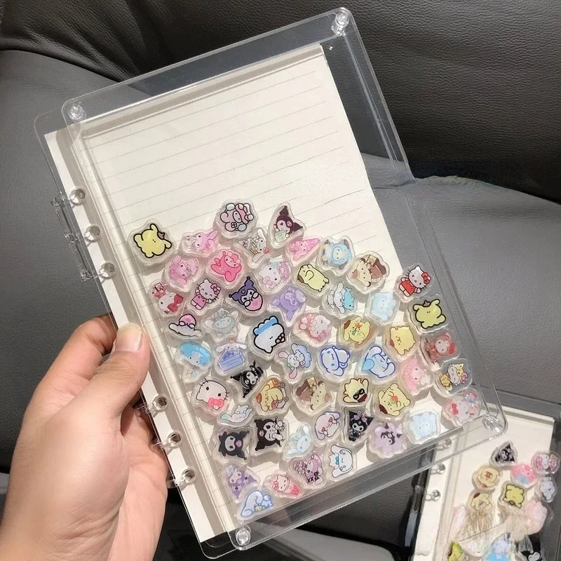 Carnet de notes transparent en acrylique Sanurgente Family Kuromi, Shaker A5, A7 Adt-scalp Ledger, Kawaii Cartoon, DIY Ple